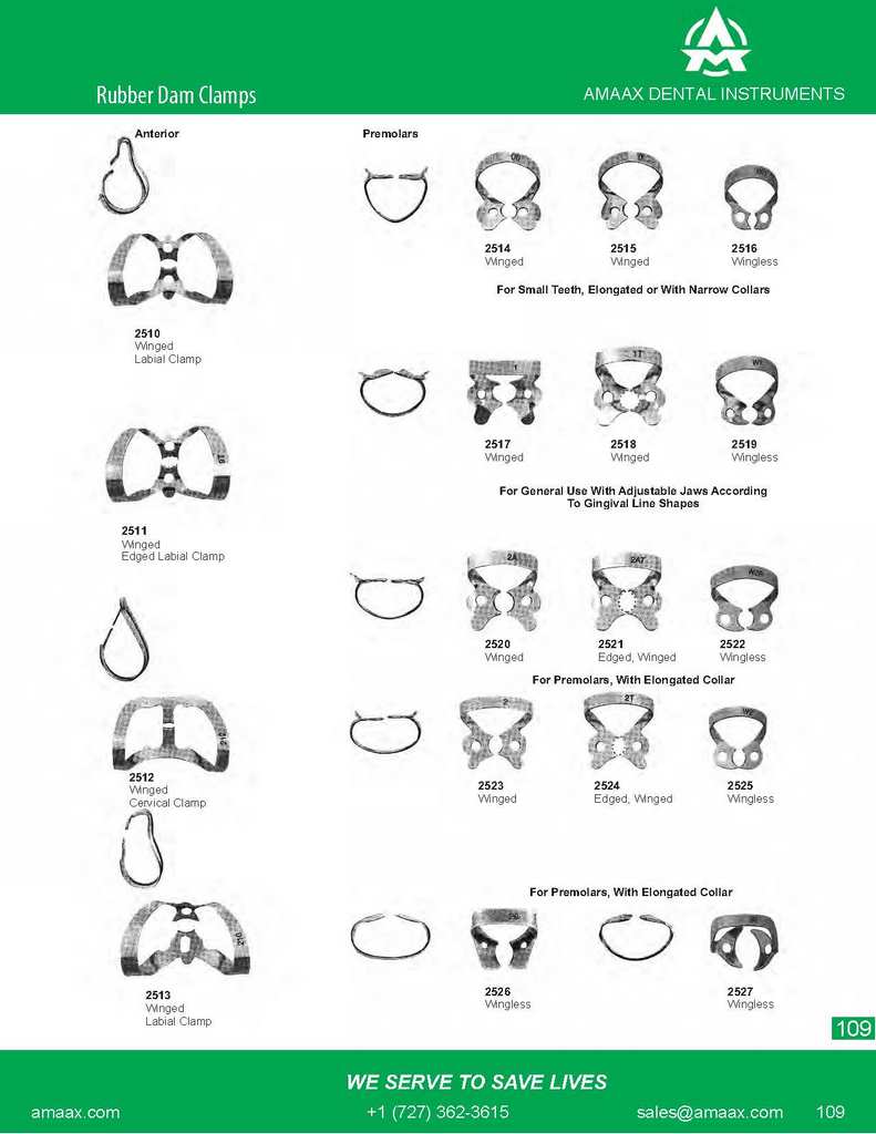 D109 Rubber dam clamps for premolars