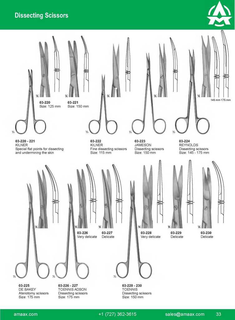G033 Dissecting Scissors Kilner Jameson Reynolds De Bakey Toennis Adson Tonnis