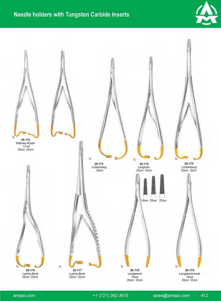 G412 Needle Holders Tungsten Carbide Inserts Mathieu Ryder Lichtenberg Lanhals Luehty Beck Langebeck Beck